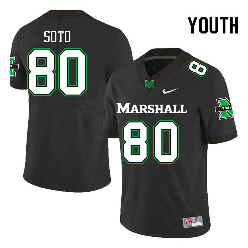 Youth #80 Luke Soto Marshall Thundering Herd College Football Jerseys Stitched-Black - Click Image to Close